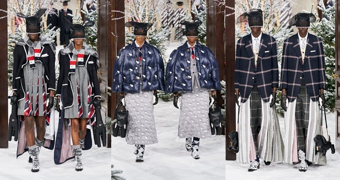 Người mẫu đeo mặt nạ trong show Thom Browne